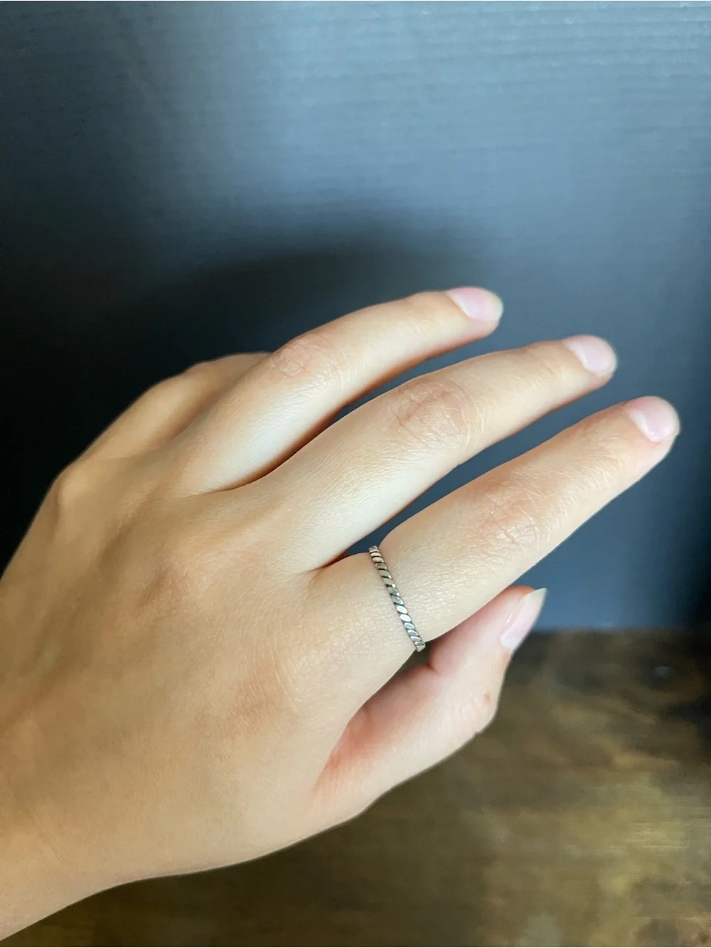 Dainty sterling silver band twisted Cuban ring size 6